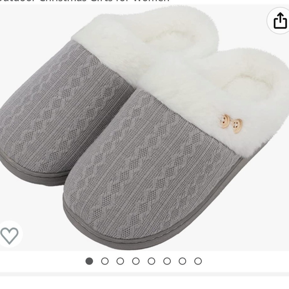 New  Fluffy Slip On Slippers Memory Foam Warm House Shoes Rubber Sole Winter 7-8